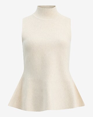Mock Neck Sleeveless Peplum Sweater