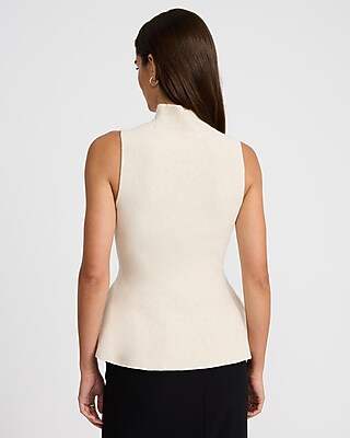 Mock Neck Sleeveless Peplum Sweater