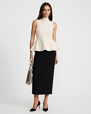 Mock Neck Sleeveless Peplum Sweater