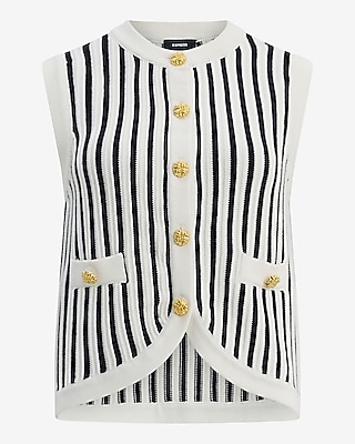 Cotton Striped Novelty Button Sweater Vest