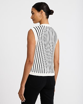 Cotton Striped Novelty Button Sweater Vest