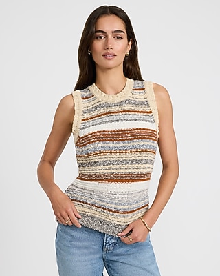 Striped Crew Neck Sweater Tank
