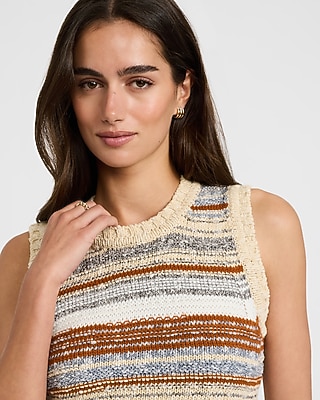Striped Crew Neck Sweater Tank