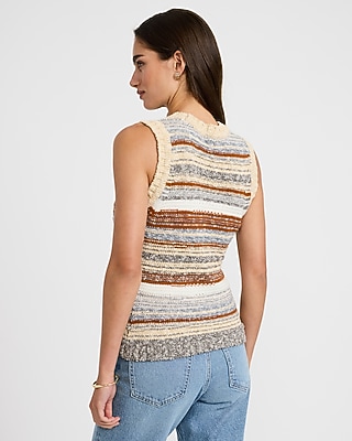 Striped Crew Neck Sweater Tank