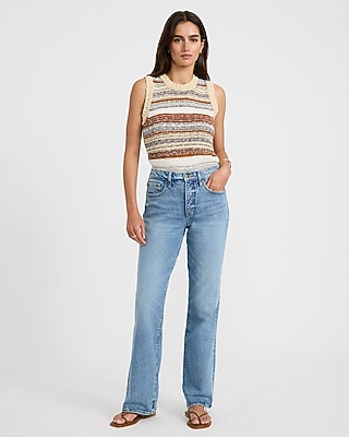 Striped Crew Neck Sweater Tank