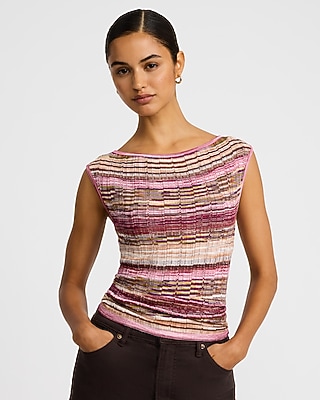 Space-dye Boat Neck Cap Sleeve Sweater - thumbnail 6