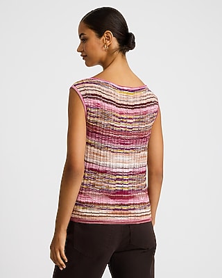 Space-dye Boat Neck Cap Sleeve Sweater - thumbnail 7