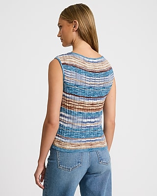 Space-dye Boat Neck Cap Sleeve Sweater