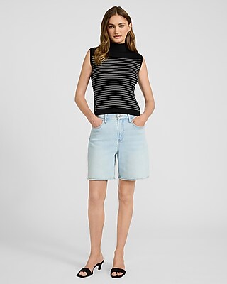 Striped Ribbed Mock Neck Sweater Tank