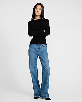 Airy Soft Fitted Ribbed Boat Neck Scoop Back Sweater - image 3