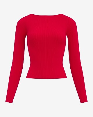 Airy Soft Fitted Ribbed Boat Neck Scoop Back Sweater - image 5
