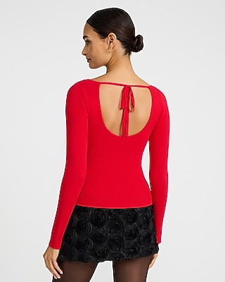 Airy Soft Fitted Ribbed Boat Neck Scoop Back Sweater - image 3