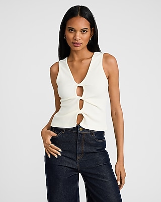 Satin V-neck Twist Front Peplum Top | Express
