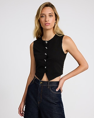 High Neck Knit Vest | Express