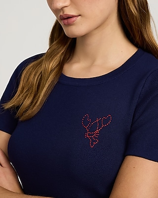 Lobster Crew Neck Short Sleeve Sweater