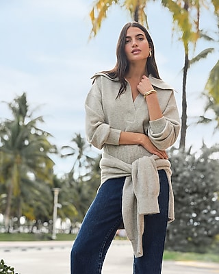 Plush Airy Soft Johnny Collar Sweater