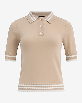 Tipped Short Sleeve Polo Sweater - image 5