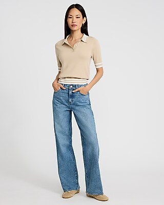Tipped Short Sleeve Polo Sweater - image 4