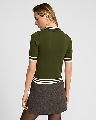 Tipped Short Sleeve Polo Sweater | Express