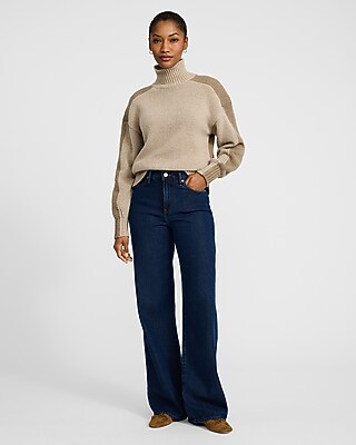 Color Block Turtleneck Sweater