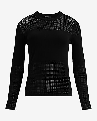 Pointelle Paneled Crew Neck Sweater - image 5