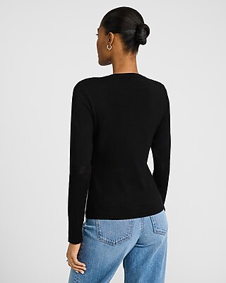 Pointelle Paneled Crew Neck Sweater - image 3
