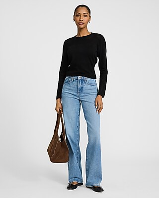 Pointelle Paneled Crew Neck Sweater - image 4