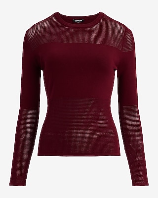 Pointelle Paneled Crew Neck Sweater - thumbnail 10