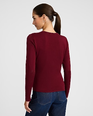 Pointelle Paneled Crew Neck Sweater - thumbnail 8