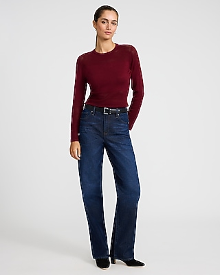 Pointelle Paneled Crew Neck Sweater - thumbnail 9