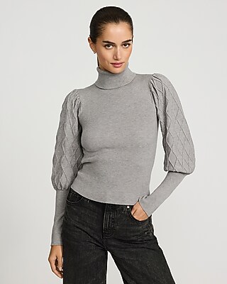 Turtleneck Textured Stitch Long Sleeve Sweater - image 2
