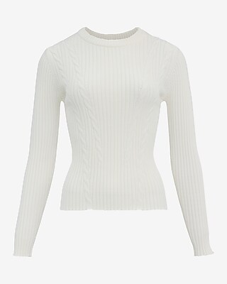 Fitted Cable Knit Crew Neck Sweater - image 5