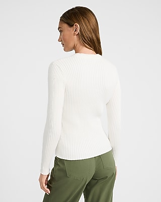 Fitted Cable Knit Crew Neck Sweater - image 3