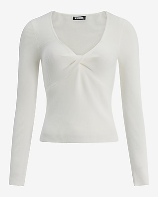 Ribbed V-Neck Twist Front Sweater - image 4