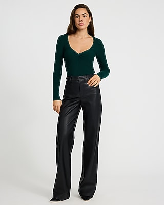 Ribbed V-Neck Twist Front Sweater