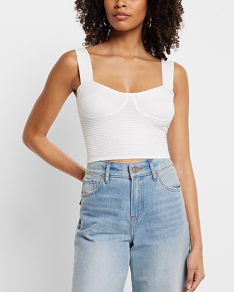 Body Contour Ribbed Bustier Cropped Sweater Tank