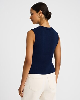 Crew Neck Novelty Button Front Sweater Vest - thumbnail 7
