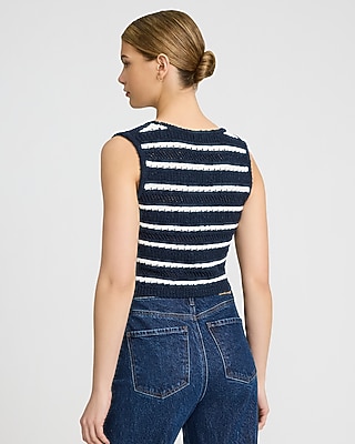 Crochet Striped Novelty Button Sweater Vest - image 3