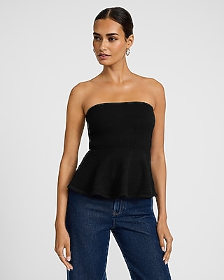 トップス Sakado Express Strapless Peplum Sweater Tube Top | Express
