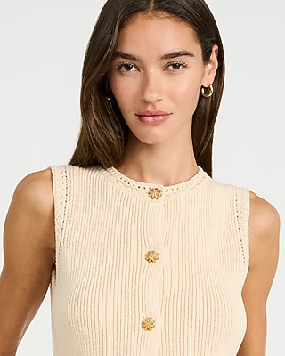 Novelty Button Front Cutaway Sweater Vest