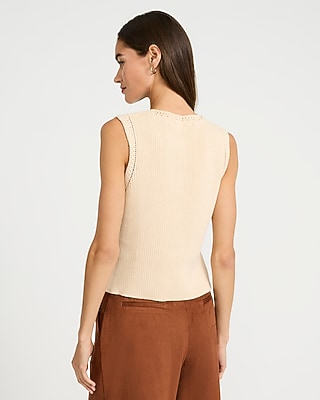 Novelty Button Front Cutaway Sweater Vest