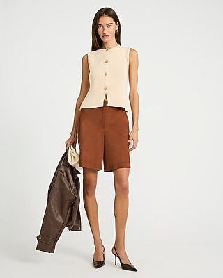 Novelty Button Front Cutaway Sweater Vest