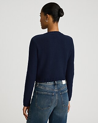 Crew Neck Novelty Button Two Pocket Cardigan - image 2