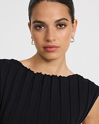 Ribbed Boat Neck Cap Sleeve Sweater - thumbnail 6