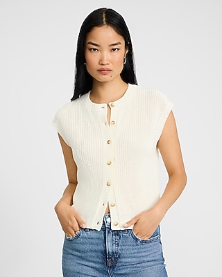 Crew Neck Cap Sleeve Sweater Vest