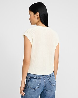 Crew Neck Cap Sleeve Sweater Vest