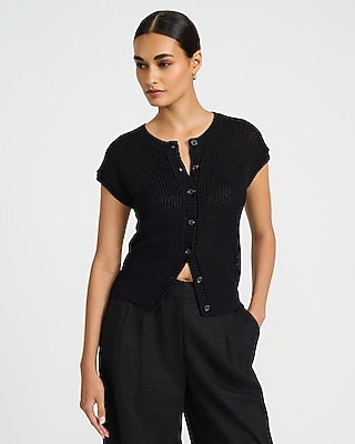 Crew Neck Cap Sleeve Sweater Vest