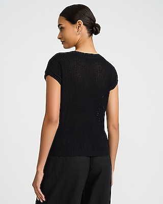 Crew Neck Cap Sleeve Sweater Vest