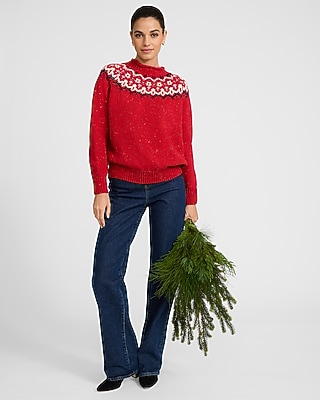 トップス U Neck Popover fair isle sweater knit Men's Fair Isle Sweater 