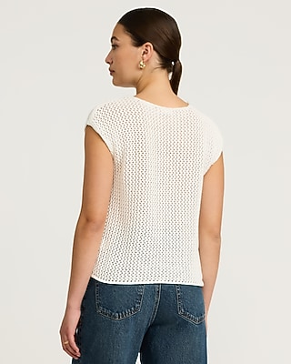 American Flag Cotton Open Stitch Cap Sleeve Sweater - image 4